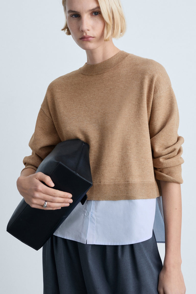 Pull col rond Brun - MANGO