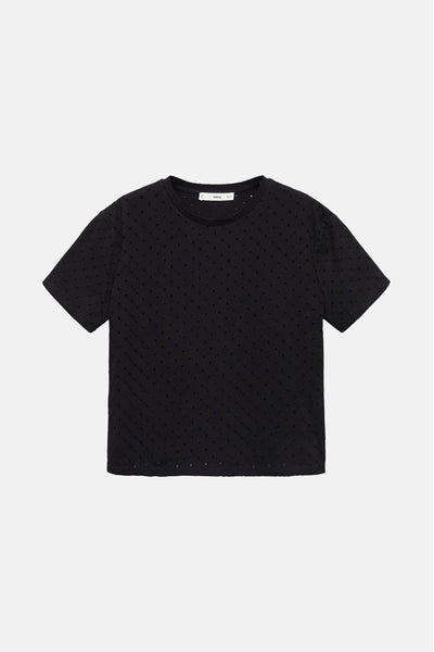 Top uni manches courtes Noir - MANGO