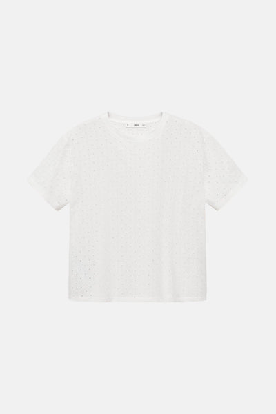 Top uni manches courtes Blanc - MANGO