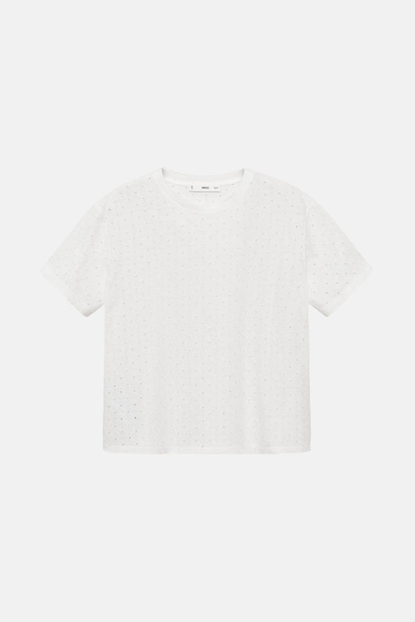Top uni manches courtes Blanc - MANGO