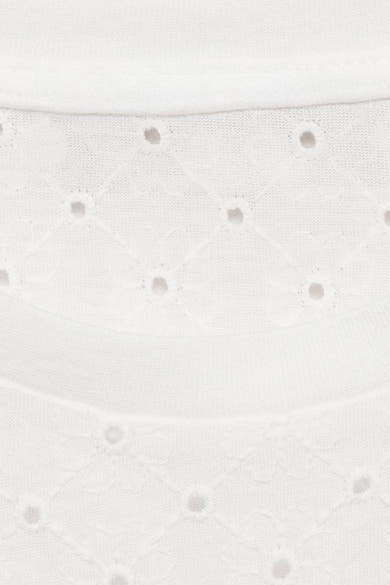 T-shirt blanc à manches courtes de MANGO avec motif ajouré à losanges.