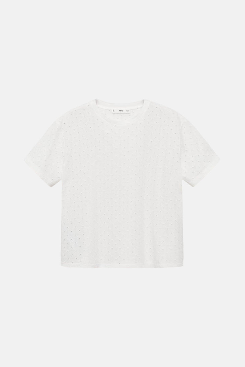 Top uni manches courtes Blanc - MANGO