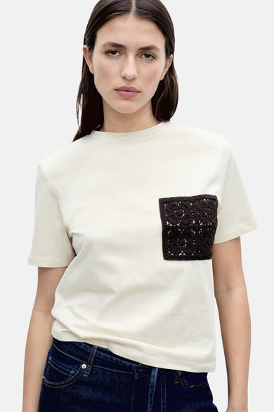 Top uni manches courtes Beige - MANGO