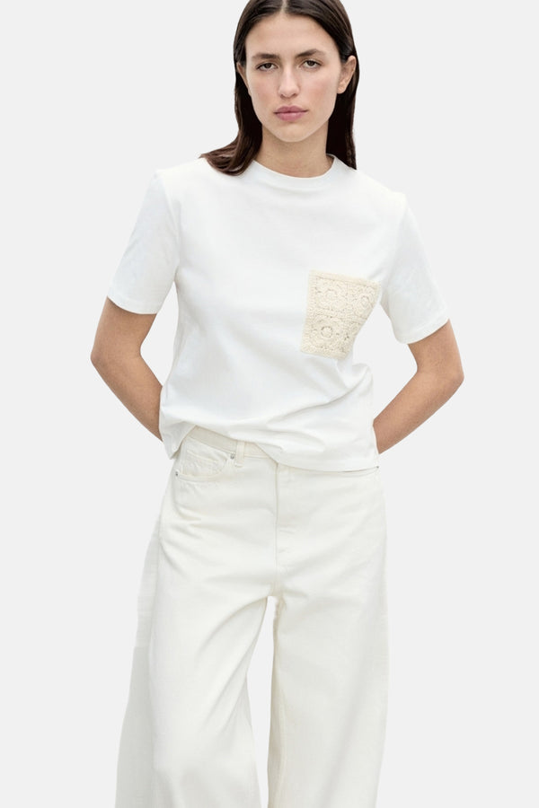 Top uni manches courtes Blanc - MANGO