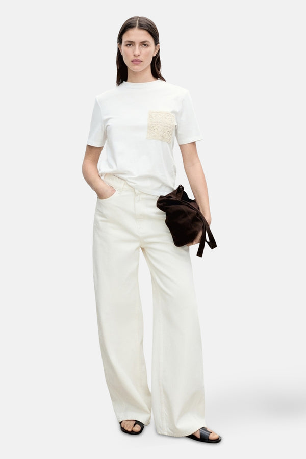 Top uni manches courtes Blanc - MANGO