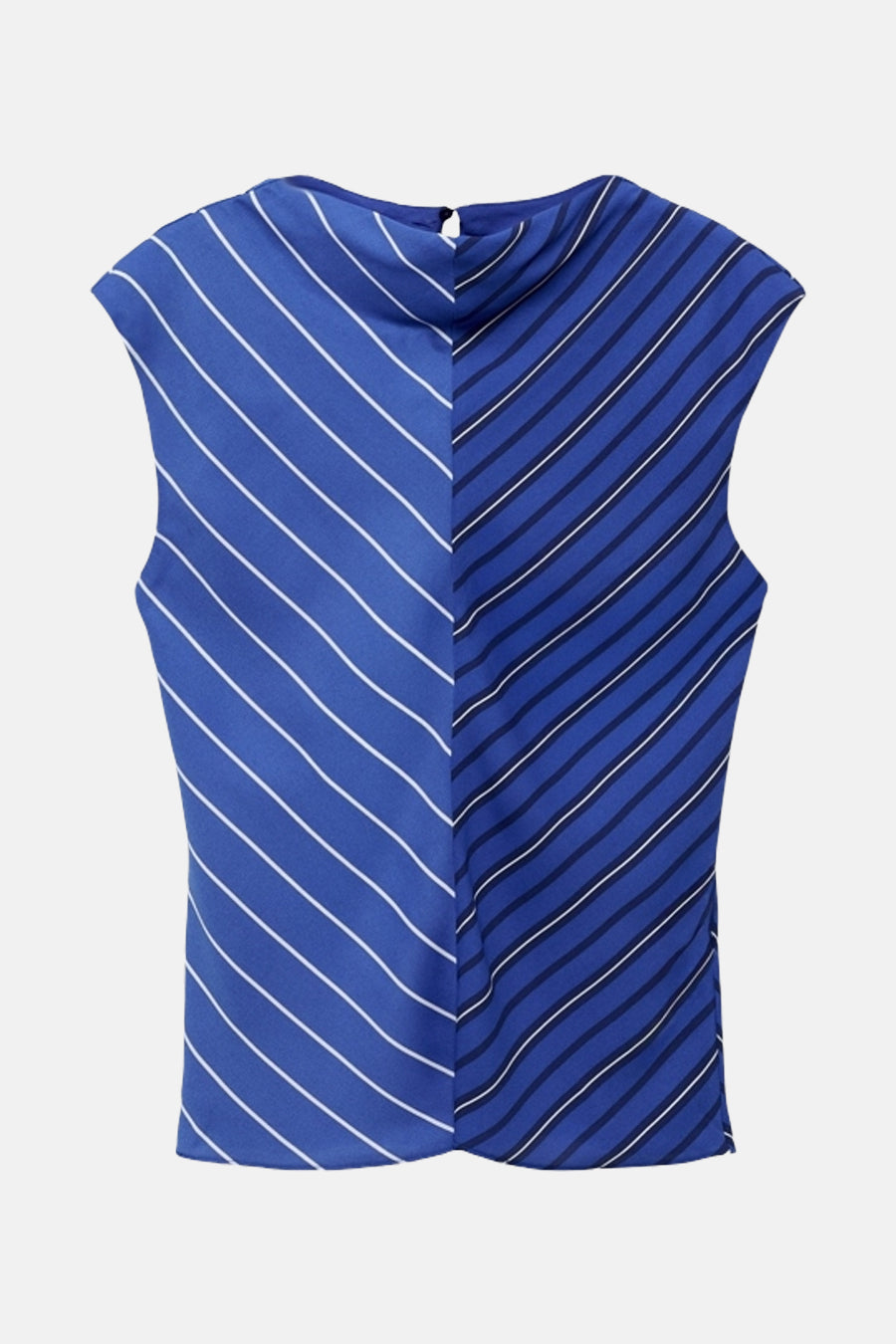 Blouse zonder mouwen van MANGO in het blauw, met contrasterende diagonale strepen.