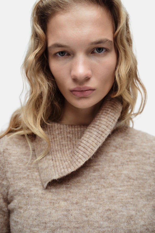 Pull col montant Beige - MANGO