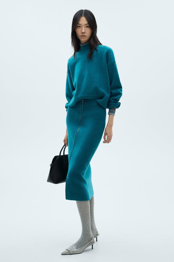 Pull col rond Vert - MANGO