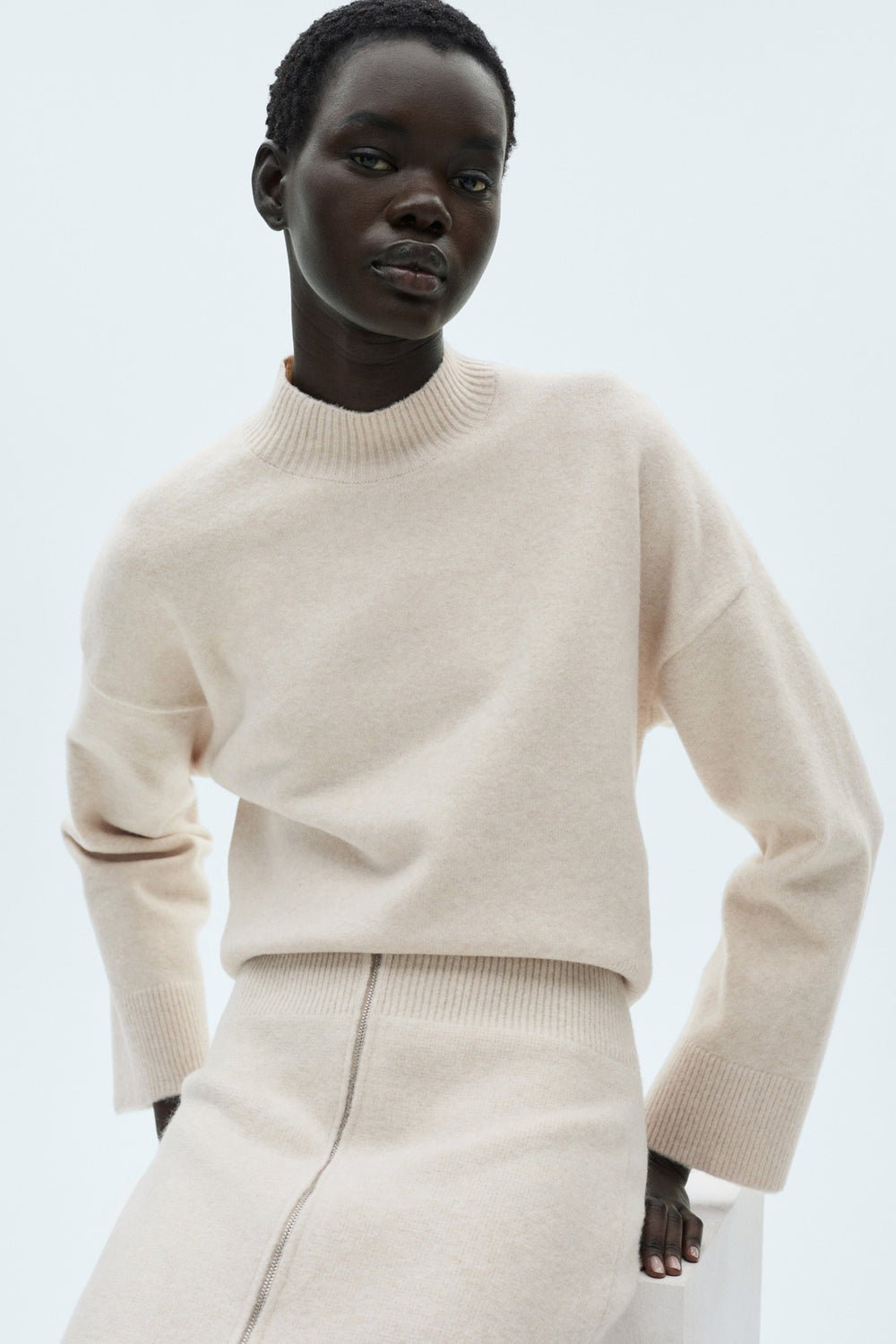 Pull col rond Beige - MANGO