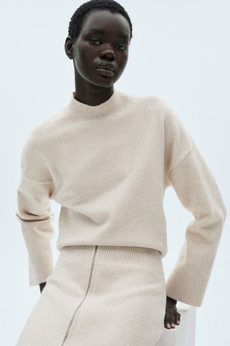 Pull col rond Beige - MANGO