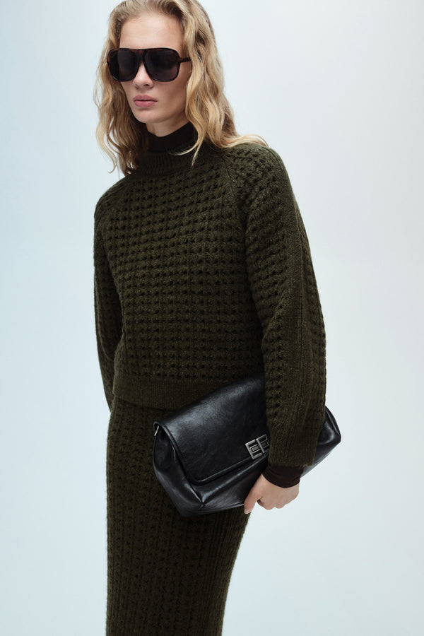 Pull col rond Brun - MANGO
