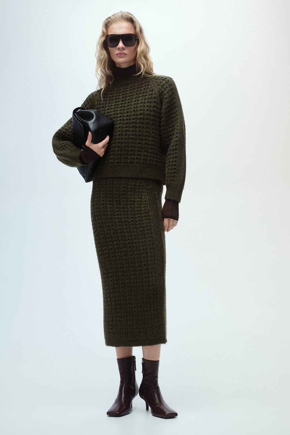 Pull col rond Brun - MANGO