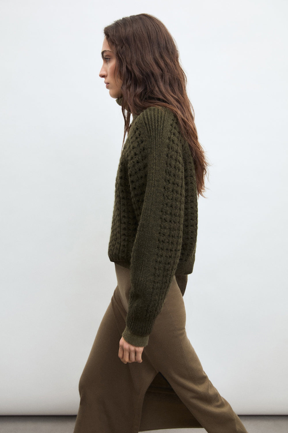 Pull col rond Brun - MANGO