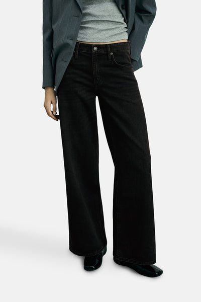 Jeans wide DARK GREY DENIM - MANGO