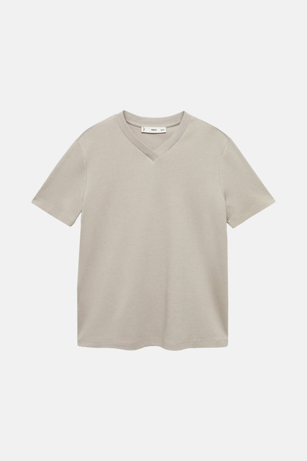 Top uni manches courtes Brun - MANGO