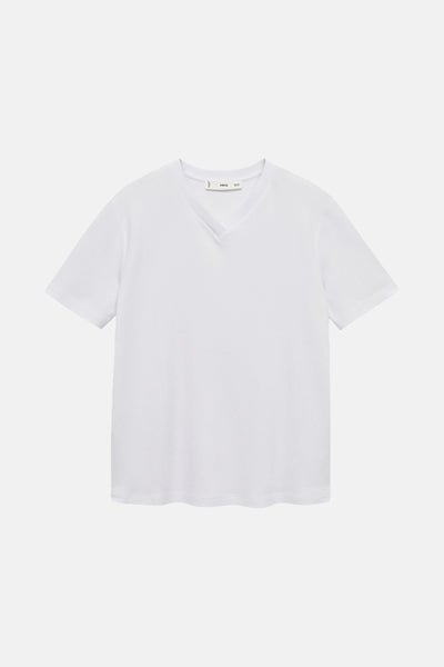 Top uni manches courtes Blanc - MANGO