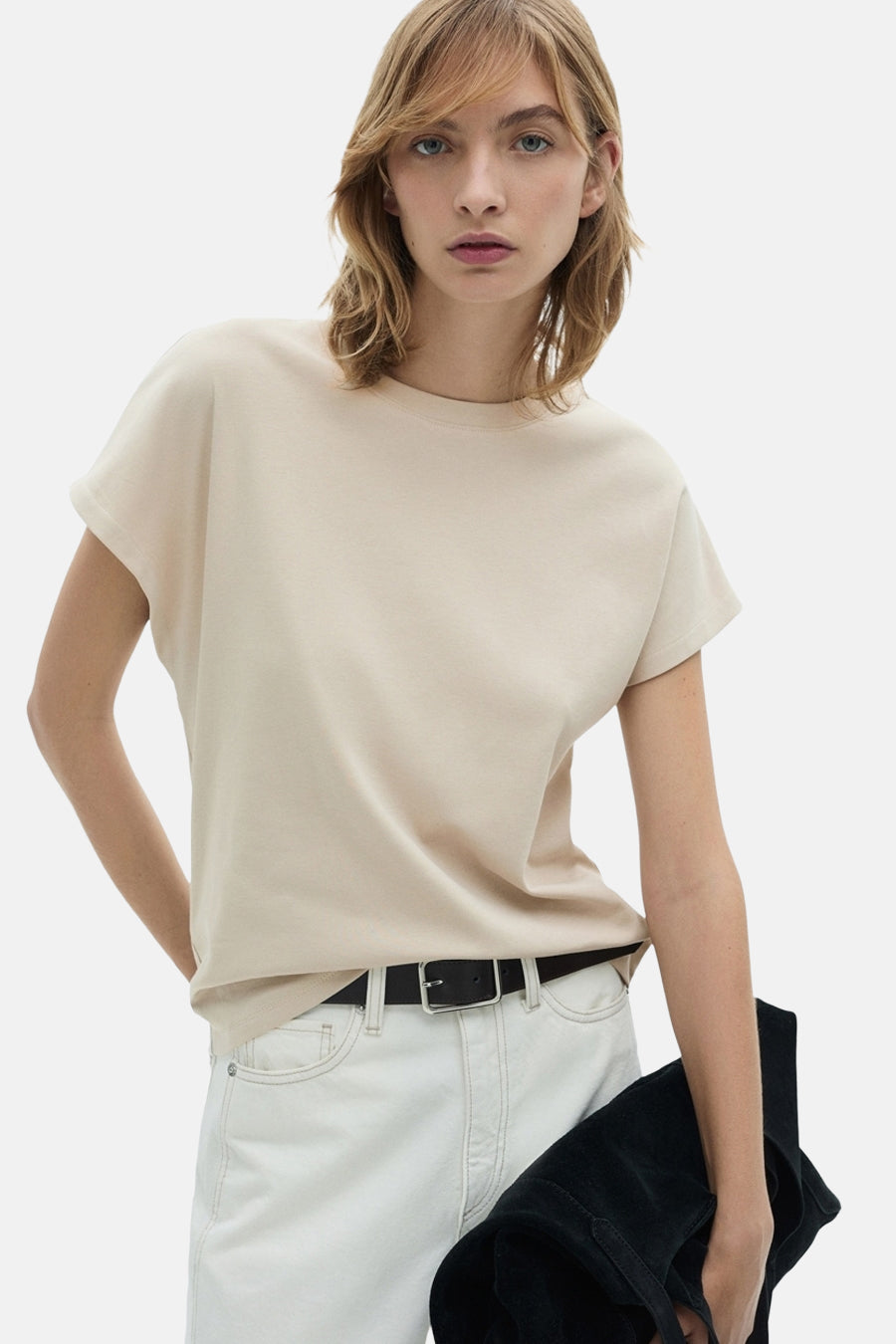 Top uni manches courtes Blanc - MANGO