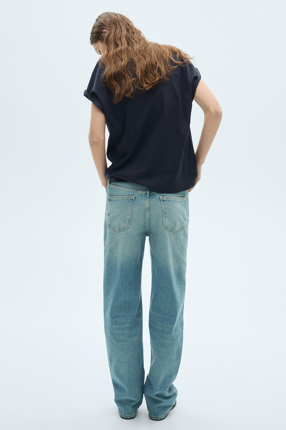Top uni manches courtes Bleu - MANGO