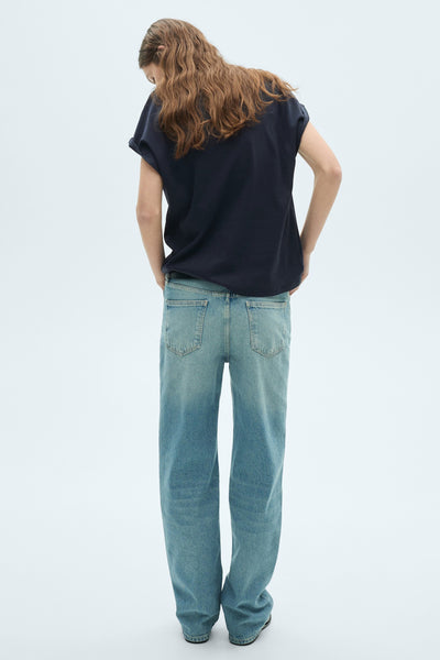 Top uni manches courtes Bleu - MANGO
