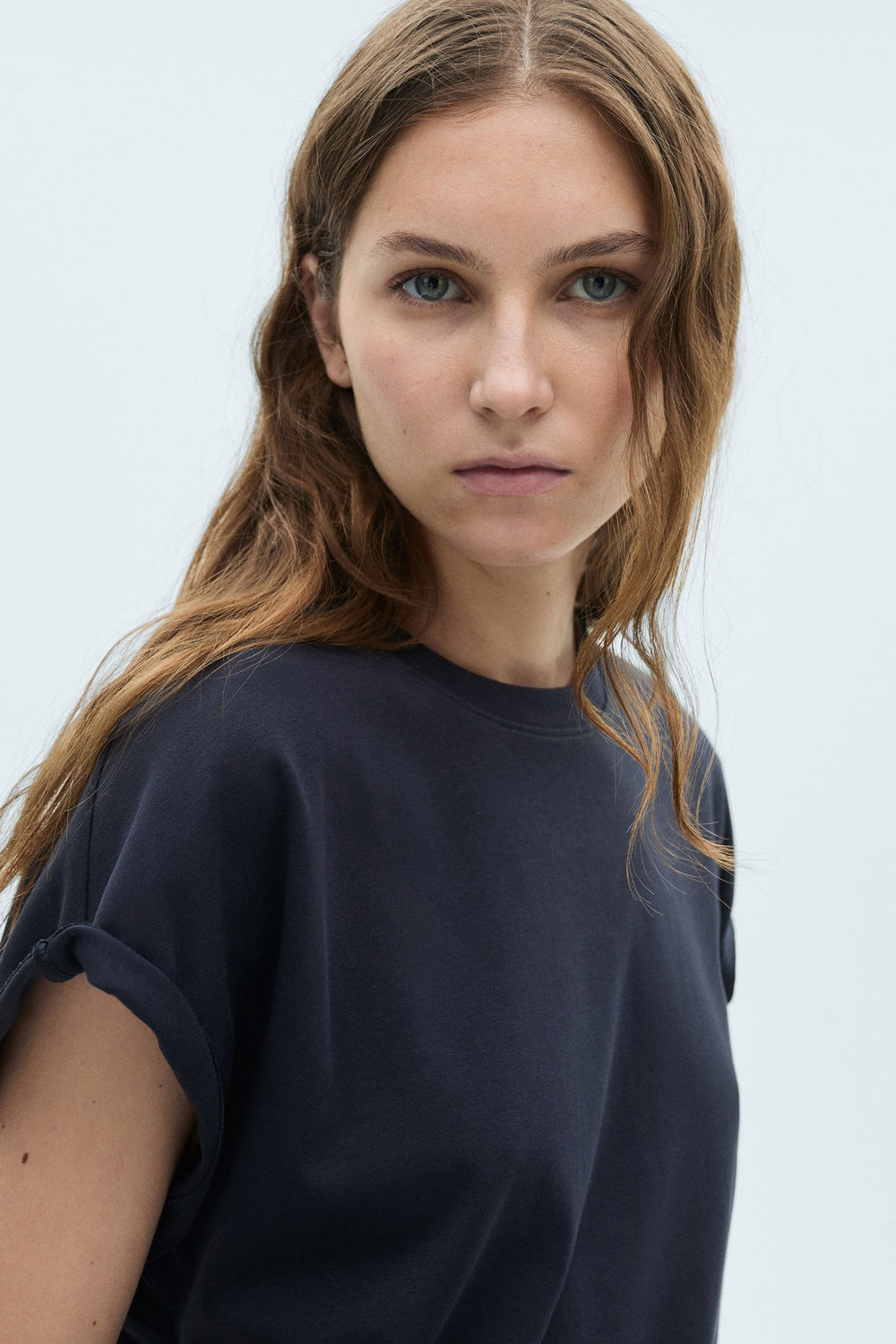 Top uni manches courtes Bleu - MANGO