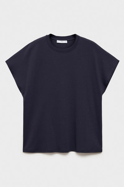Top uni manches courtes Bleu - MANGO