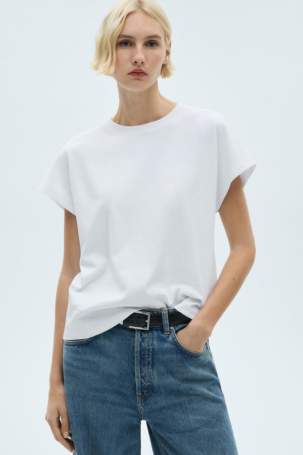 Top uni manches courtes Blanc - MANGO