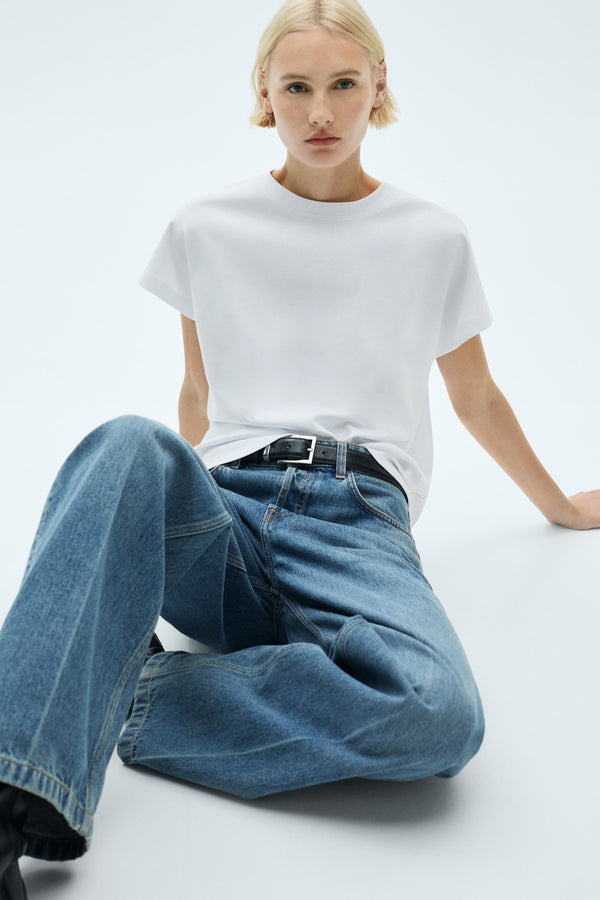 Top uni manches courtes Blanc - MANGO