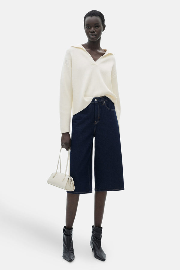 Pull col V Blanc - MANGO