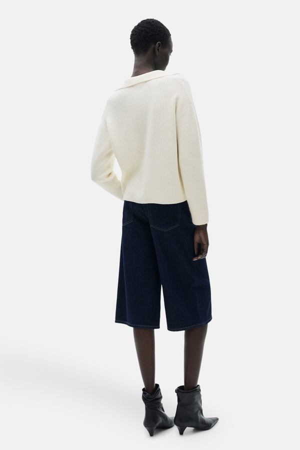 Pull col V Blanc - MANGO