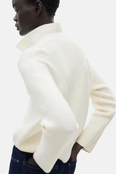 Pull col V Blanc - MANGO