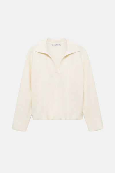 Pull col V Blanc - MANGO