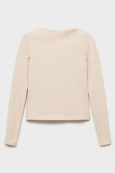 Top uni manches longues Beige - MANGO