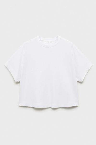Top uni manches courtes Blanc - MANGO