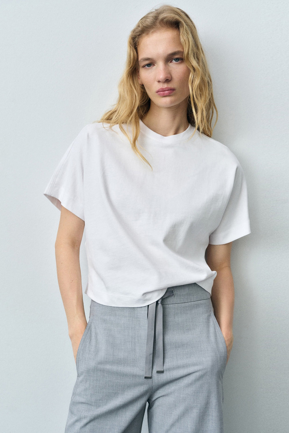 Top uni manches courtes Blanc - MANGO