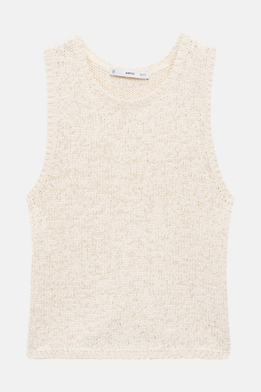 Top écru sans manches de MANGO, en maille texturée.