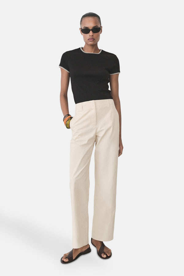Top uni manches courtes Noir - MANGO