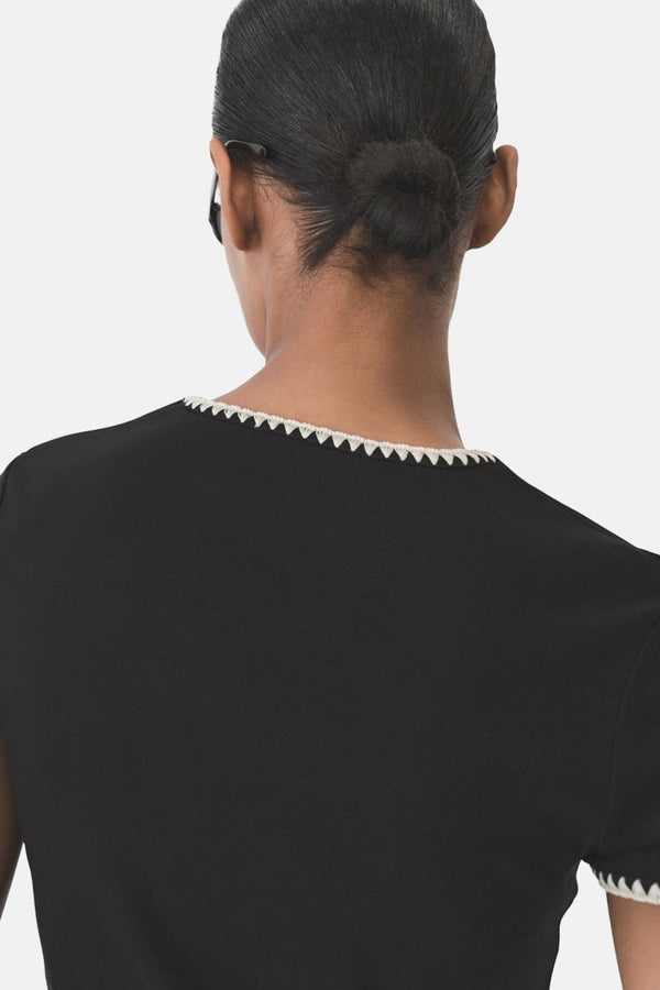Top uni manches courtes Noir - MANGO