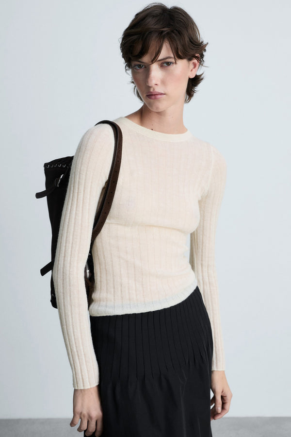 Pull col rond Blanc - MANGO