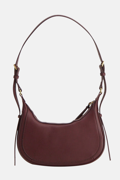 Bordeaux schoudertas van MANGO, met verstelbare schouderriem en gouden details.