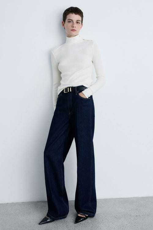 Top uni manches longues Blanc - MANGO
