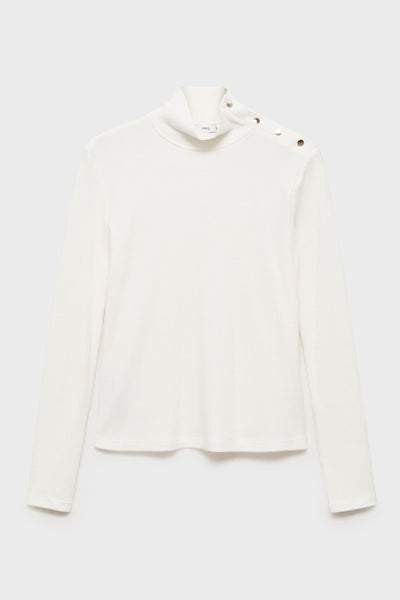 Top uni manches longues Blanc - MANGO