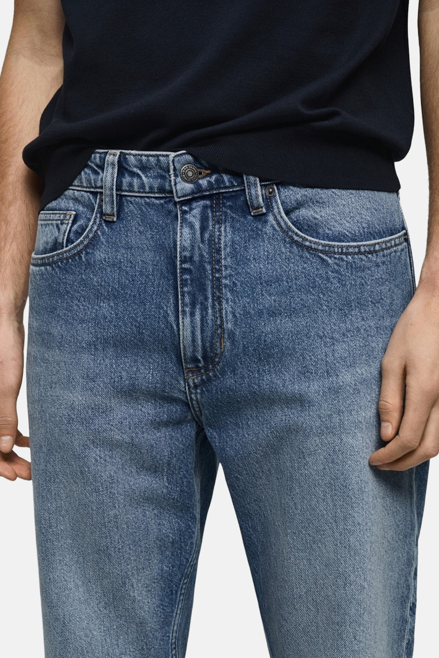 Jean tapered MID BLUE DENIM - MANGO
