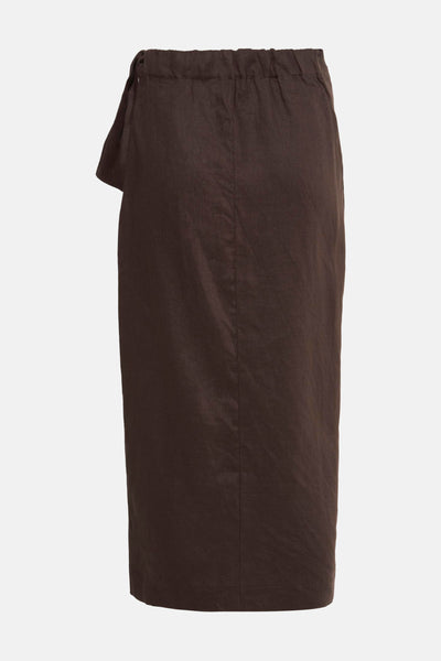Bruine 3/4 rok van MANGO met een strikdetail aan de zijkant en een geweven textuur.