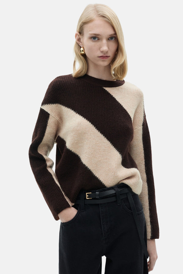 Pull col rond Brun - MANGO