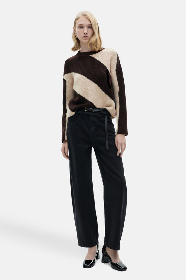 Pull col rond Brun - MANGO