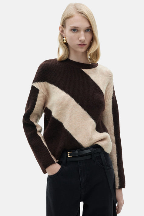 Pull col rond Brun - MANGO