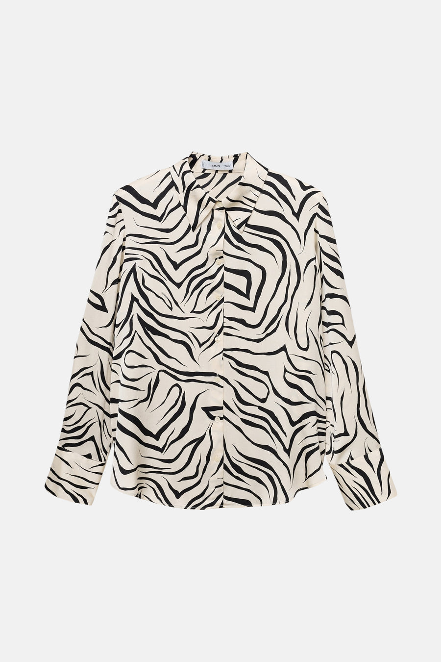 Wit overhemd met lange mouwen van MANGO, met zwart zebraprint all-over.
