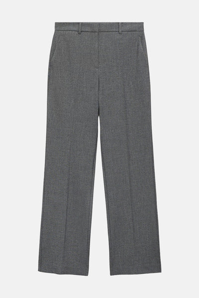 Pantalon gris de MANGO, coupe droite avec poches latérales, sur fond neutre.