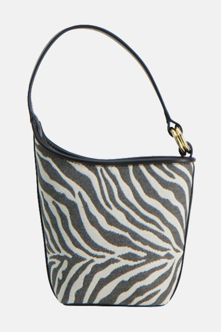 Sac à bandoulière noir par MANGO avec imprimé zébré, anse rigide et finitions en cuir noir.
