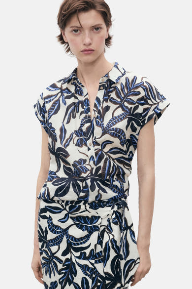 MANGO 3/4 meerkleurige rok met bloemenprint en wikkelmodel met strik.